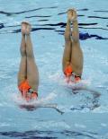 图文-花样游泳双人技术自选预赛 表演非常同步