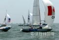 图文-帆船帆板选手青岛训练 海风劲吹行驶迅速