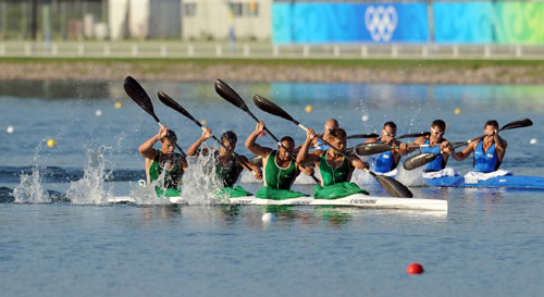 Photo: Belarus wins Men's Kayak Four (K4) 1000m gold