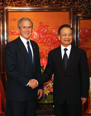 JO-2008: le PM chinois rencontre le président américain à Beijing