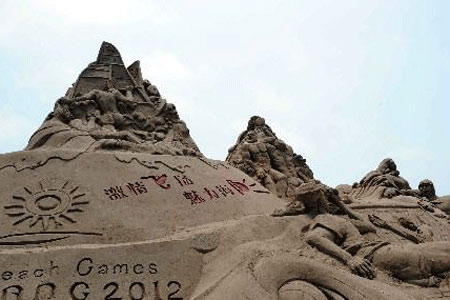 Photos : Sculpture de sable sur le thème des JO de Beijing