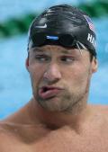 图文-各国游泳队训练备战奥运 汉森不忘做鬼脸