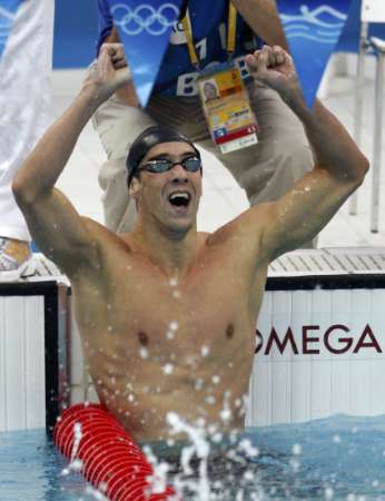 图文-400米混合泳菲尔普斯摘金 破纪录难以置信