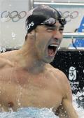 图文-菲尔普斯夺男子100米蝶泳金牌 水花因他而美