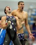 图文-奥运游泳经典瞬间回顾 喜出望外的一吼