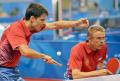图文-北京奥运会乒乓球赛事开战 俄罗斯双打比赛中