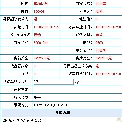 滨哥再中3.9万总奖金达63万 另1人猜对巴拉圭