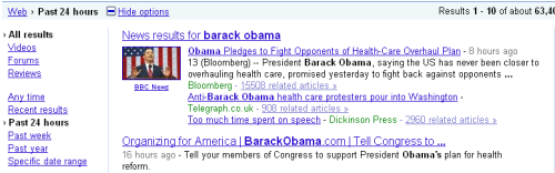 搜索过去24小时内关于巴拉克·奥巴马(Barack Obama)的内容