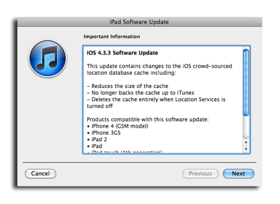 The apple releases IOS 4.3.3
