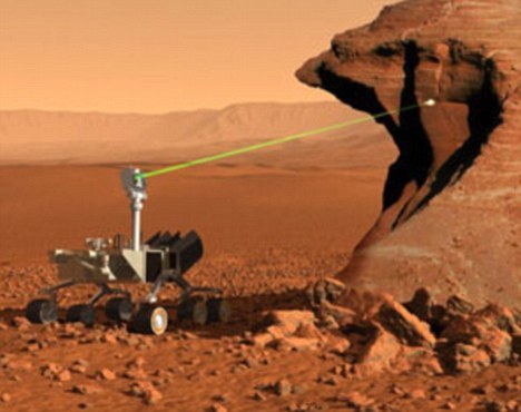 ChemCam利用激光分析火星表面的物质，最大工作距离可达到23英尺