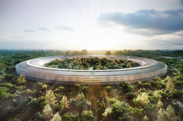 苹果飞船外形新总部概念图，这幢庞大的建筑物可谓气势恢宏