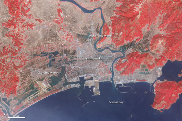 每日卫星照：日本宫城县的毁灭与重建(图)