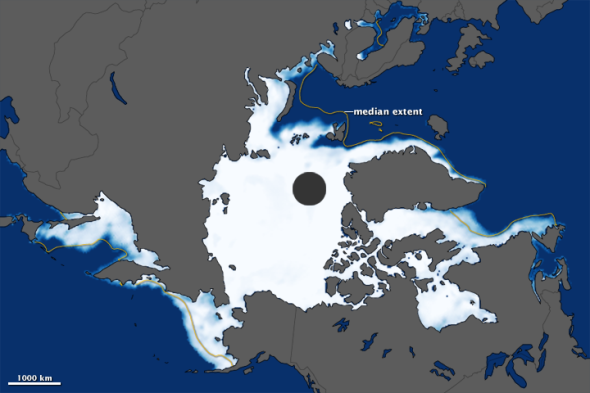 每日卫星照：2012北极海冰陡增高峰期推迟(图)