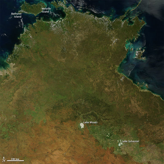 每日卫星照:澳大利亚北领地多样化景观(图)