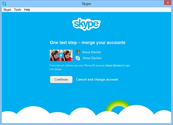 如果用户已在使用Skype和Messenger服务，那么可将Skype和Messenger账号并入微软账号。