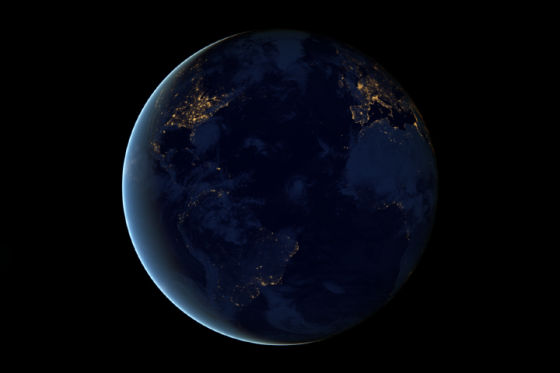 每日卫星照：地球夜半球城市灯光闪耀(图)城市地球灯光