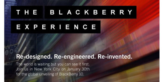RIM周一向媒体发出邀请函，宣布将于2013年1月30日召开黑莓10发布会。