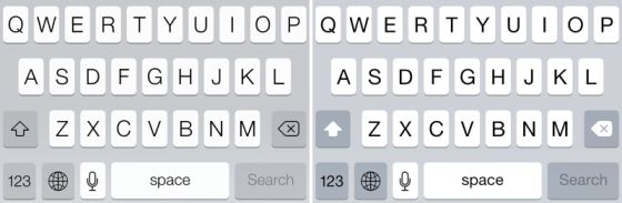 左为iOS 7键盘,右为iOS 7.1键盘 左为iOS 7键盘,右为iOS 7.1键盘