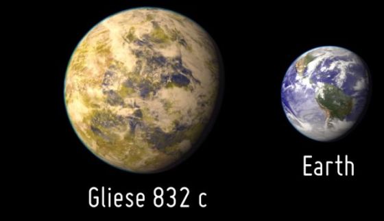这颗编号为Gliese 832c的新发现的行星是一个“超级地球”，它的大小至少是我们地球的5倍