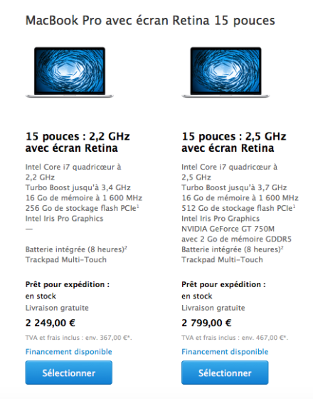 法國15寸視網膜MacBook Pro新售價