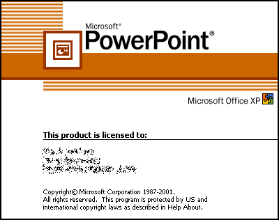 Splash in Microsoft PowerPoint XP