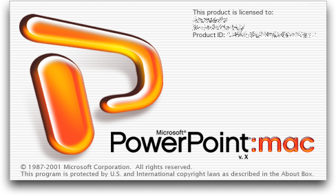 Splash in Microsoft PowerPoint v. X