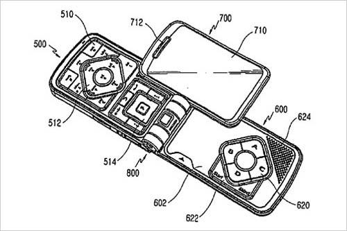 图为全新曝光的三星游戏手机专利设计图