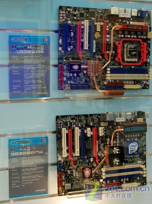 为超频高手设超频专区 富士康展台曝光 富士康展示两款顶级nForce主板