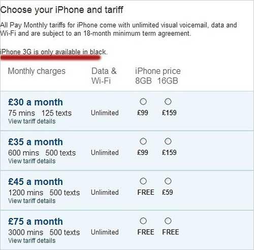 最低零英镑O2版iPhone3G网售今天启动