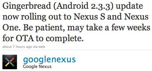 Nexus One与Nexus S升级Android 2.3.3 