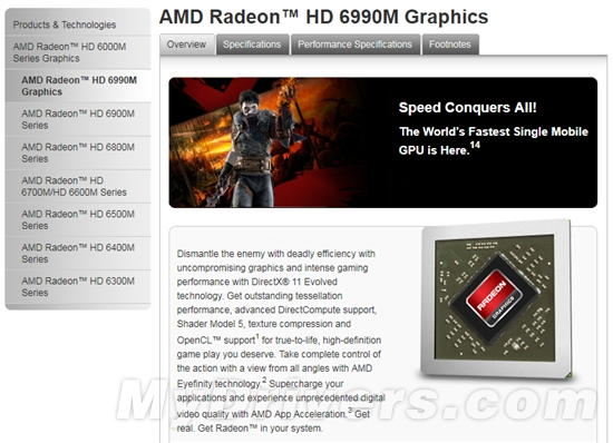 笔记本卡皇之争：AMD发布RadeonHD6990M