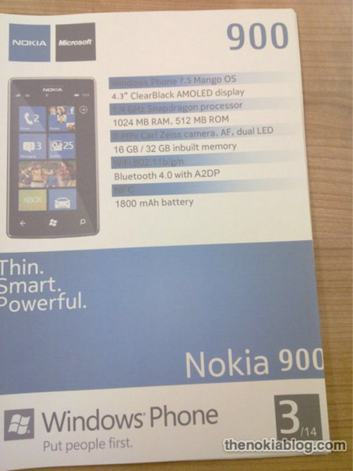 4.3英寸+Windows Phone 诺基亚900曝光 