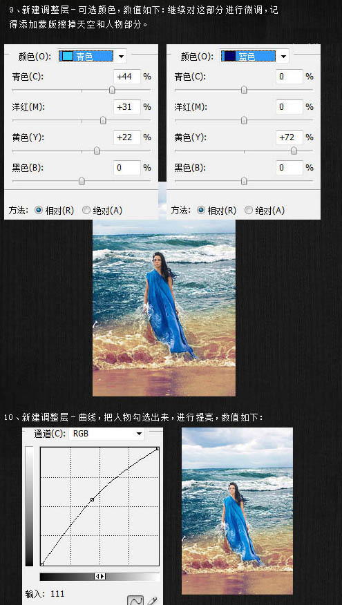 Photoshop打造高清冷艳的海滩写真人物图片