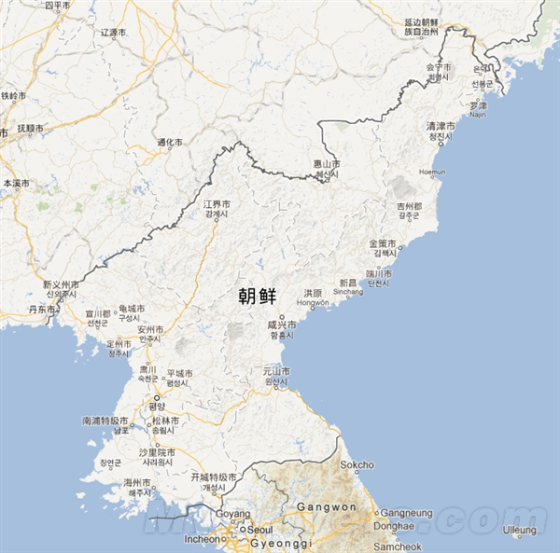 Google地图上终于能看到朝鲜了