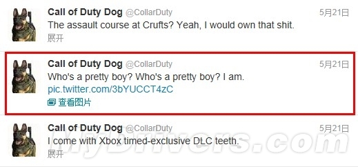 《COD:幽灵》军犬注册推特 自曝讨厌猫_软件