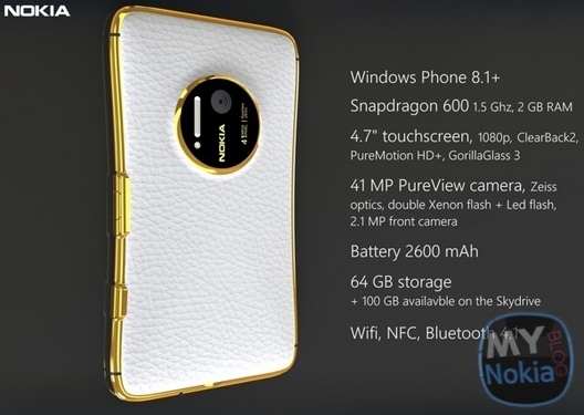 黄金打造 Lumia 1030 41MP概念机曝光 
