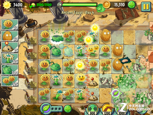 植物大战僵尸2攻略 古埃及第四关得3星