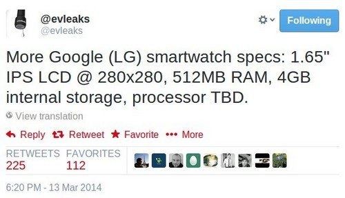 LG电子代工 谷歌Nexus智能手表配置曝光 