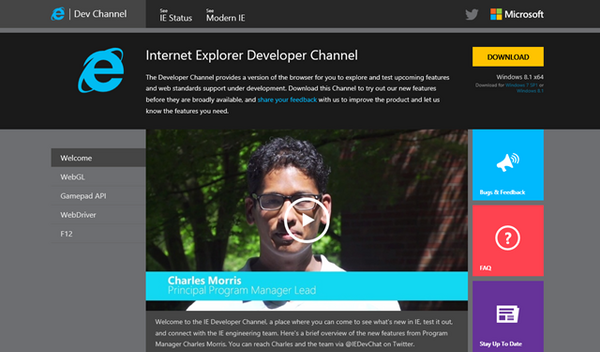 这就是IE12?微软发布IE开发者渠道版本