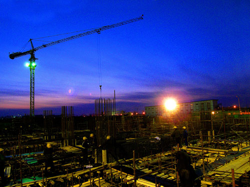 科技时代_图文：夜幕下的中国科技馆新馆建设工地