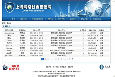 上海网络社会征信网的“曝光台”页面截图。新华社发