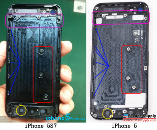 疑似iPhone 5S背板曝光：多处螺丝孔位置改变