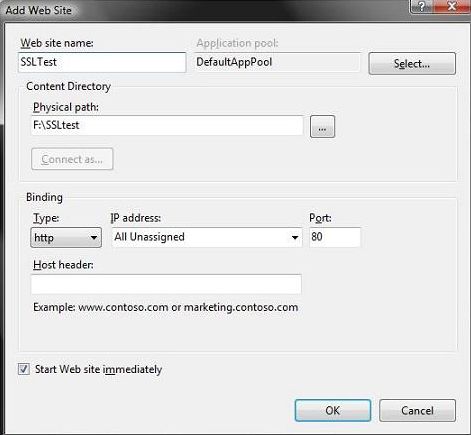 IIS7.0上用自签证书来启用SSL