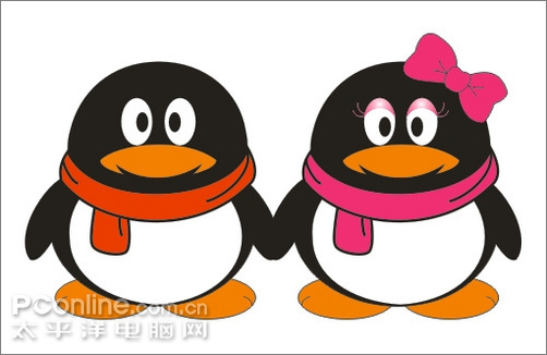 Coreldraw绘制可爱的情侣QQ企鹅_软件学园