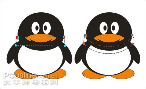 Coreldraw绘制可爱的情侣QQ企鹅_软件学园