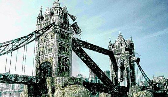 伦敦最具象征意义的建筑物——塔桥倒塌。