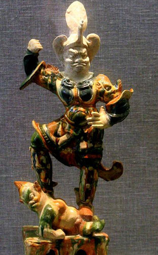唐 三彩凤冠天王佣 洛阳博物馆
