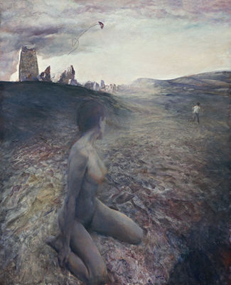 何多苓-《海滩》-1992年-布面-油画-117×96-cm