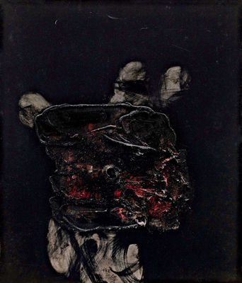周春芽--《黑色太湖石》--1995年--布面-油画--72×60-cm.-图片版权归原作者所有