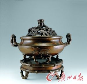 竹纹铜熏炉